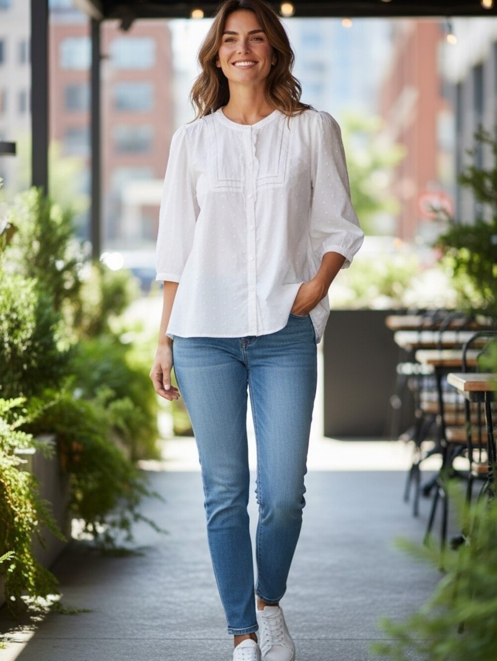 🌷OLD NAVY woman's white peasant blouse